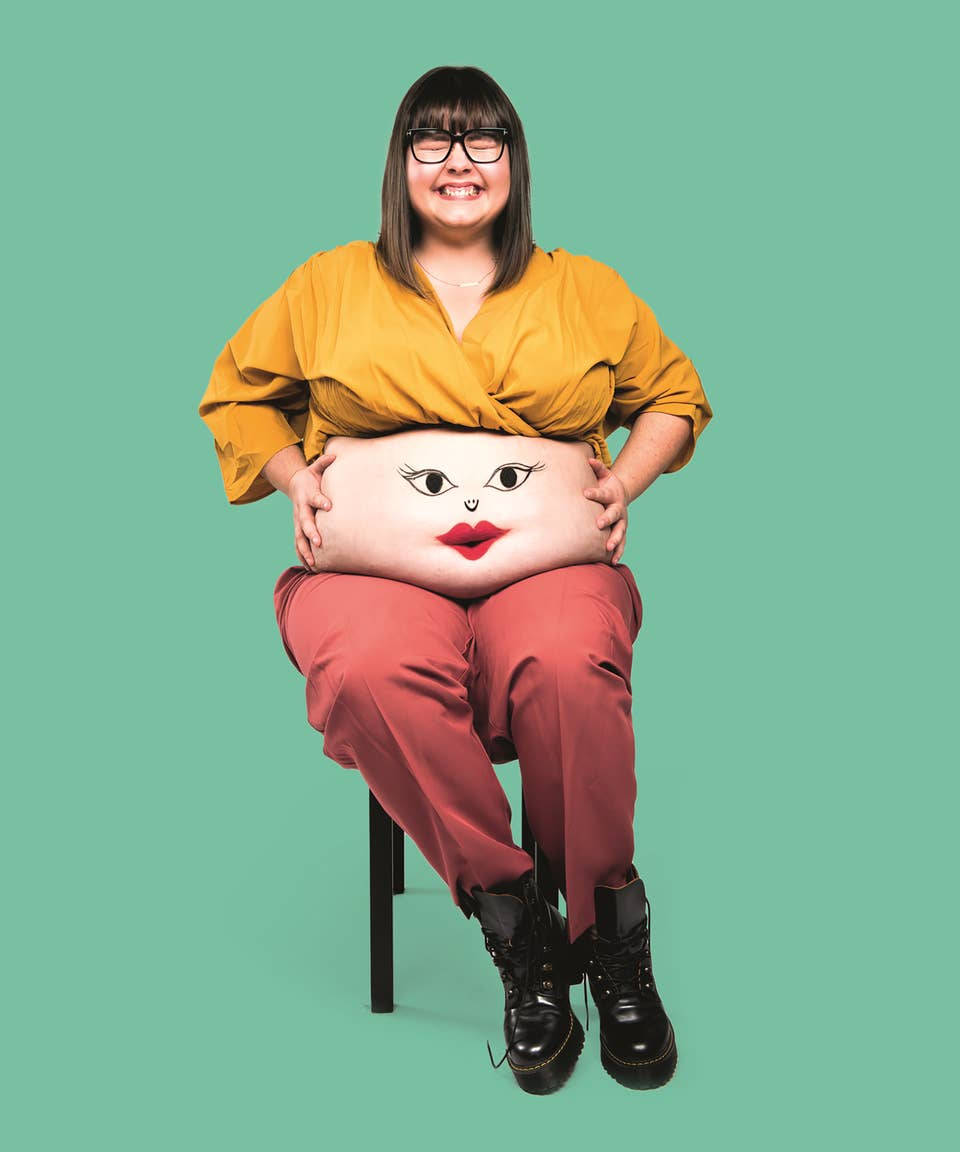 Tegnet ansigt af fed kvinde Wallpaper