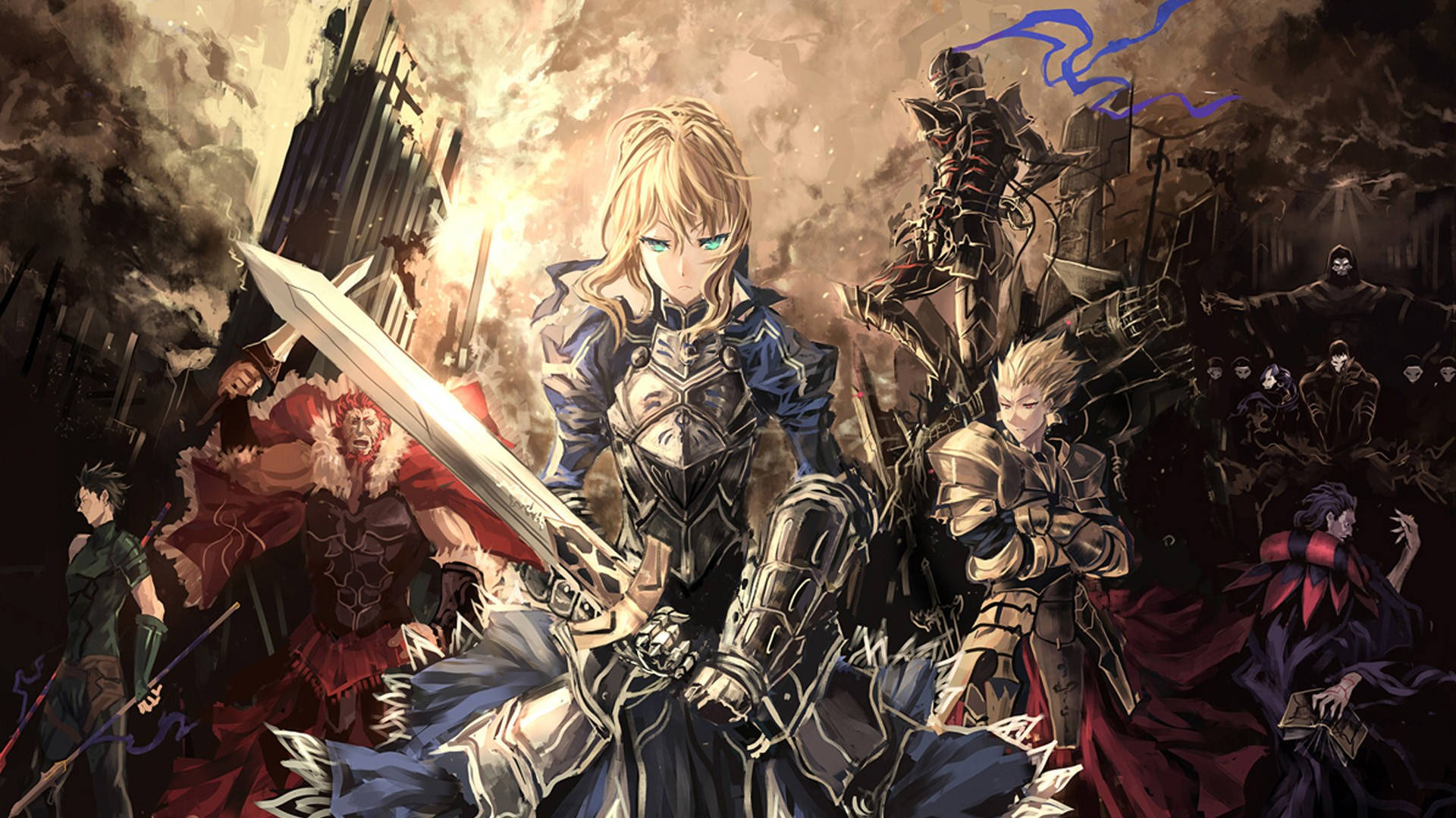 "Saving the world is a difficult task but with the magical knights of Fate Zero, victory becomes an achievable goal." Wallpaper