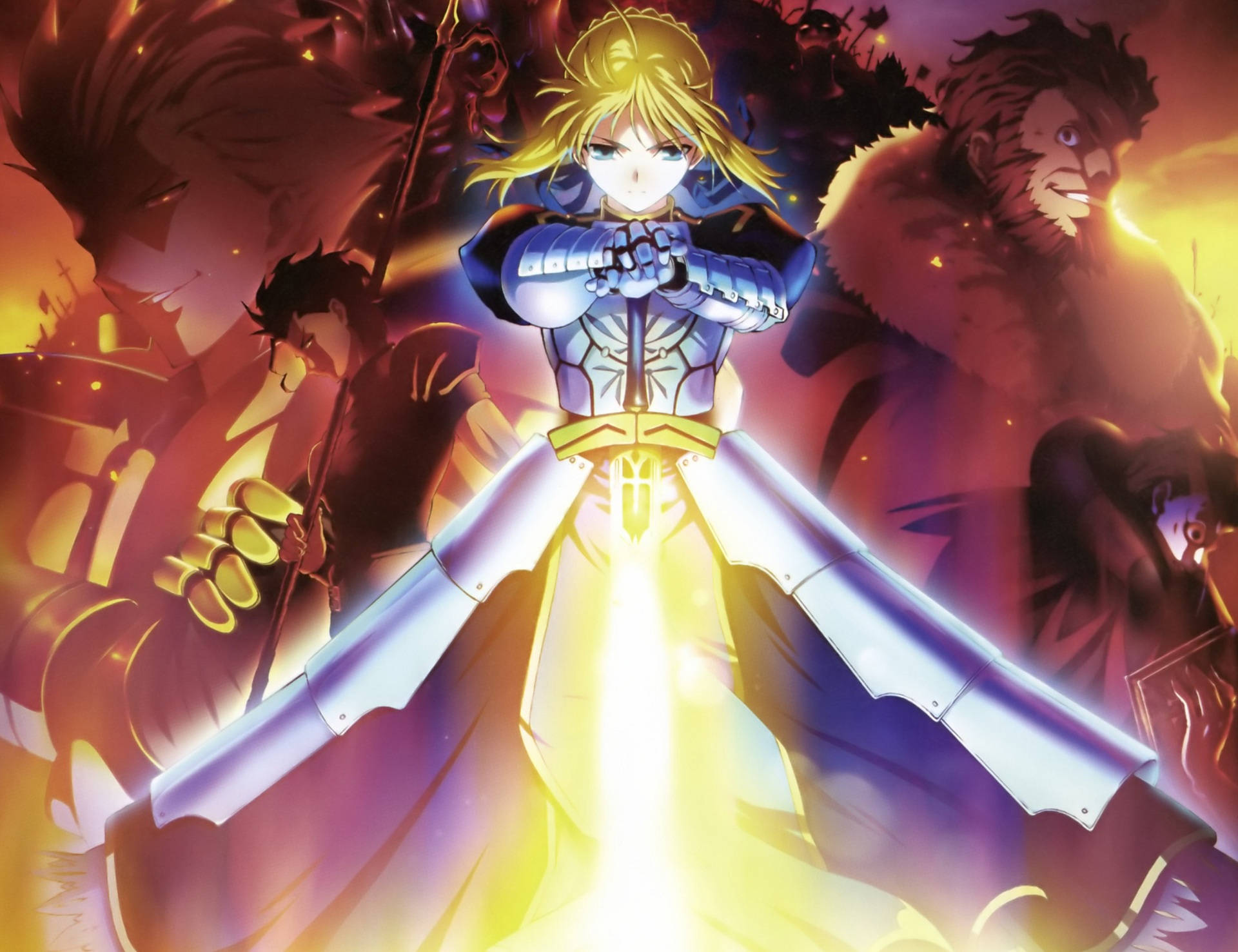 Fate Zero With Saber Plunging A Sword Wallpaper