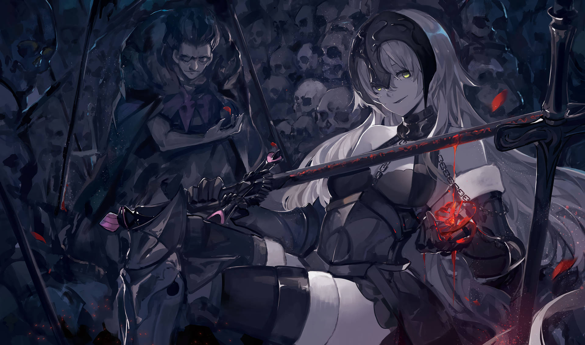 Download Fate Zero With Jeanne Holding A Sword Wallpaper | Wallpapers.com