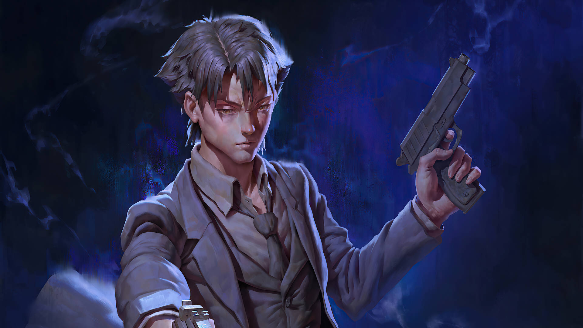 Fate Zero With Kiritsugu Pointing Gun Wallpaper