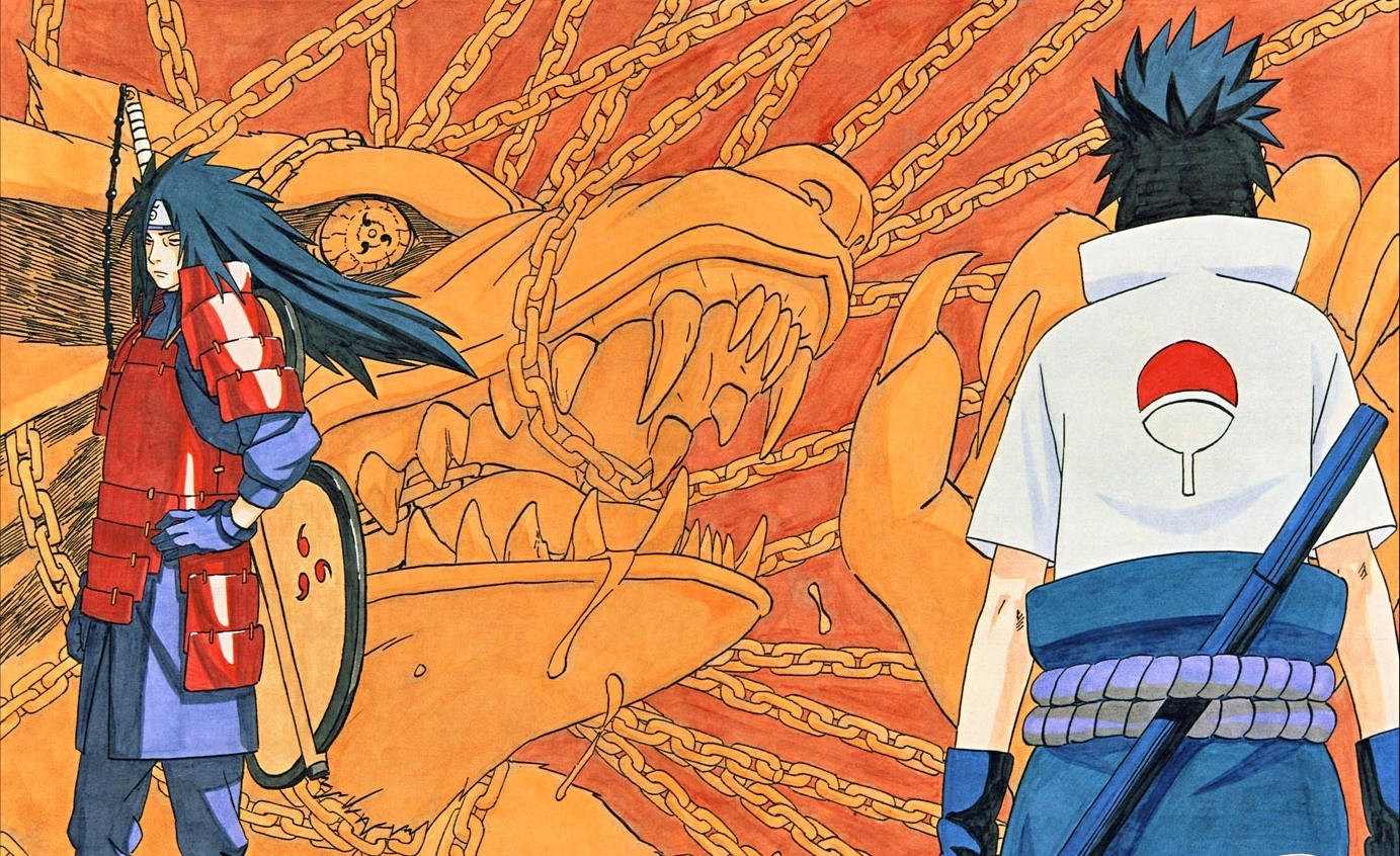 Bestemt kamp to brødre Sasuke 4K tapet Wallpaper
