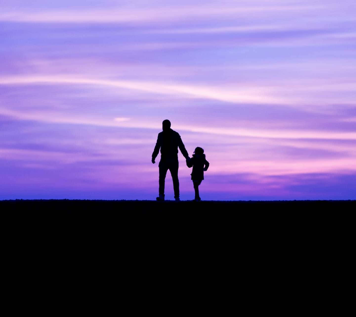 Father And Daughter Purple Sky Picture