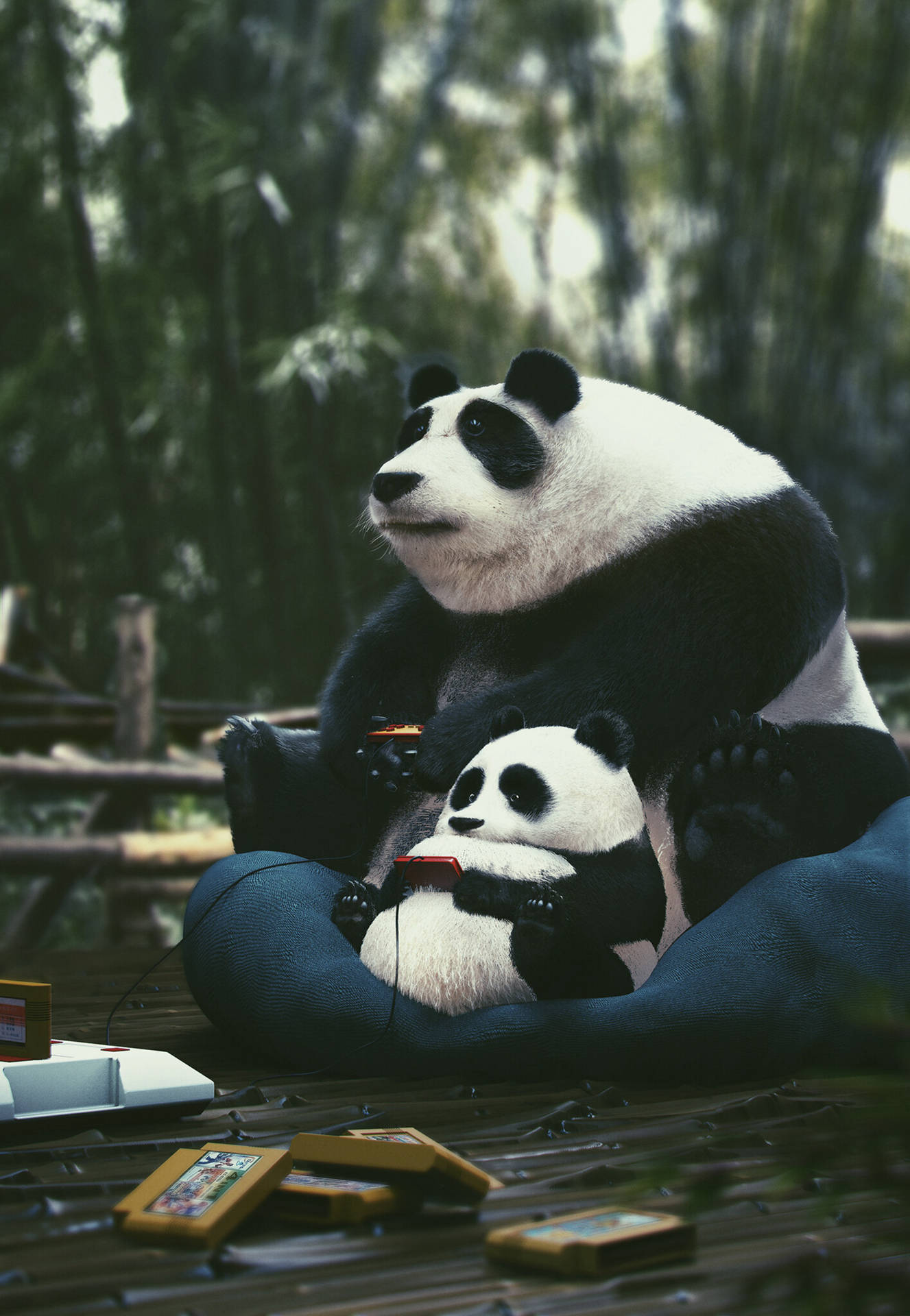 Father And Son Gamer Panda Picture
