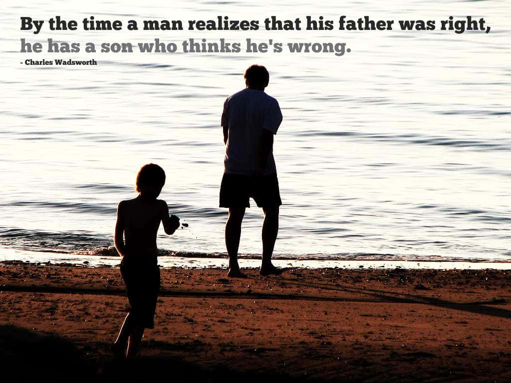 Two Boys Playing On The Beach With A Quote
