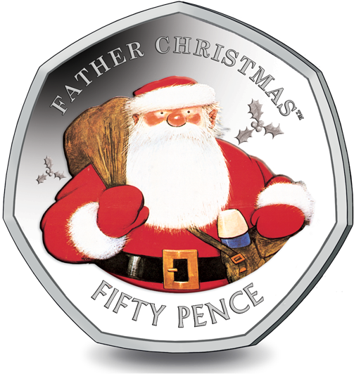 Father Christmas Fifty Pence Coin PNG