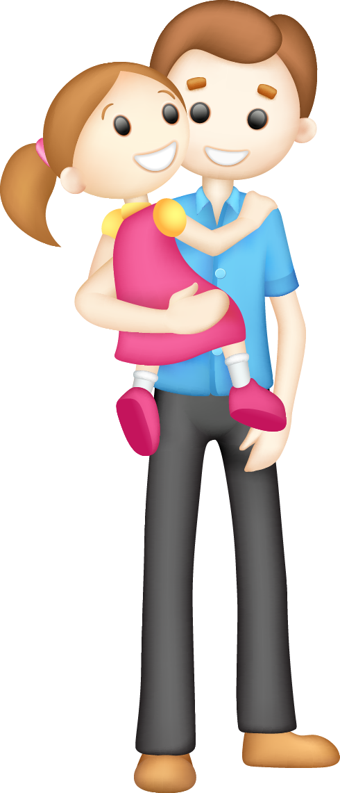 Father Holding Young Daughter Cartoon PNG