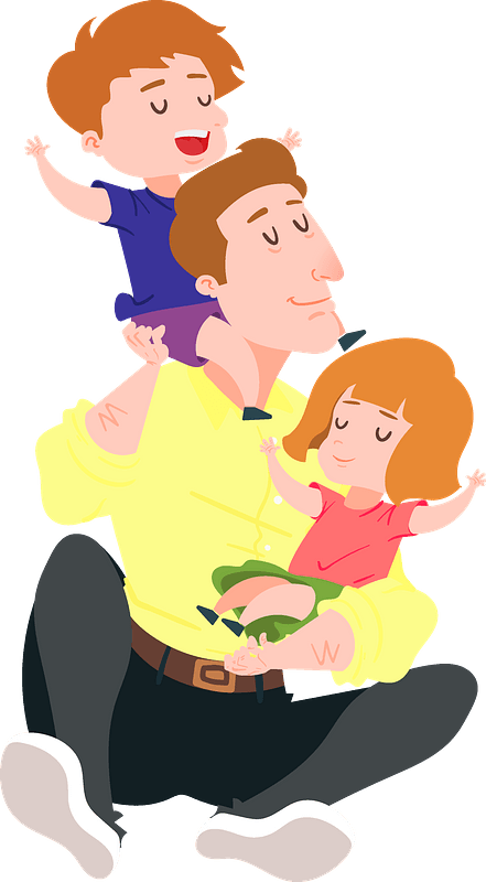 Father Playing With Children PNG