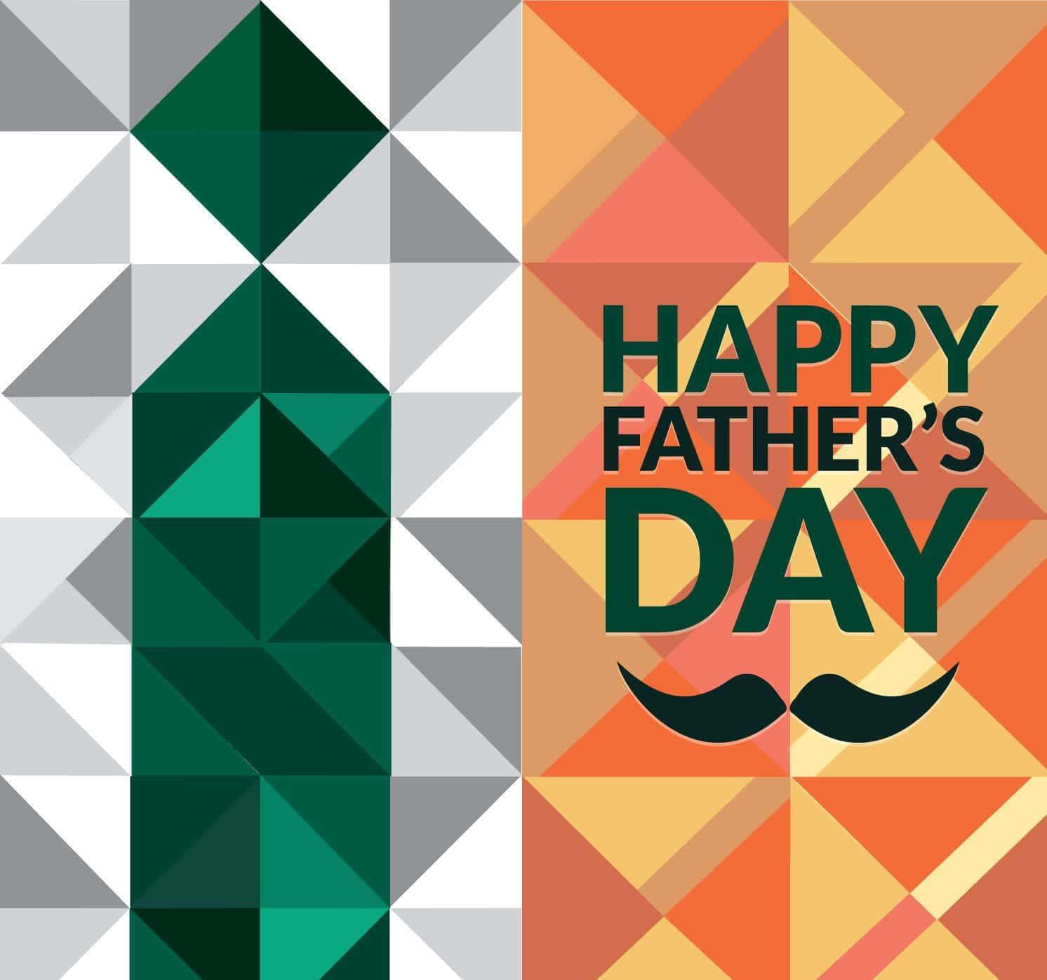 Happy Father's Day Card With A Mustache And Geometric Shapes