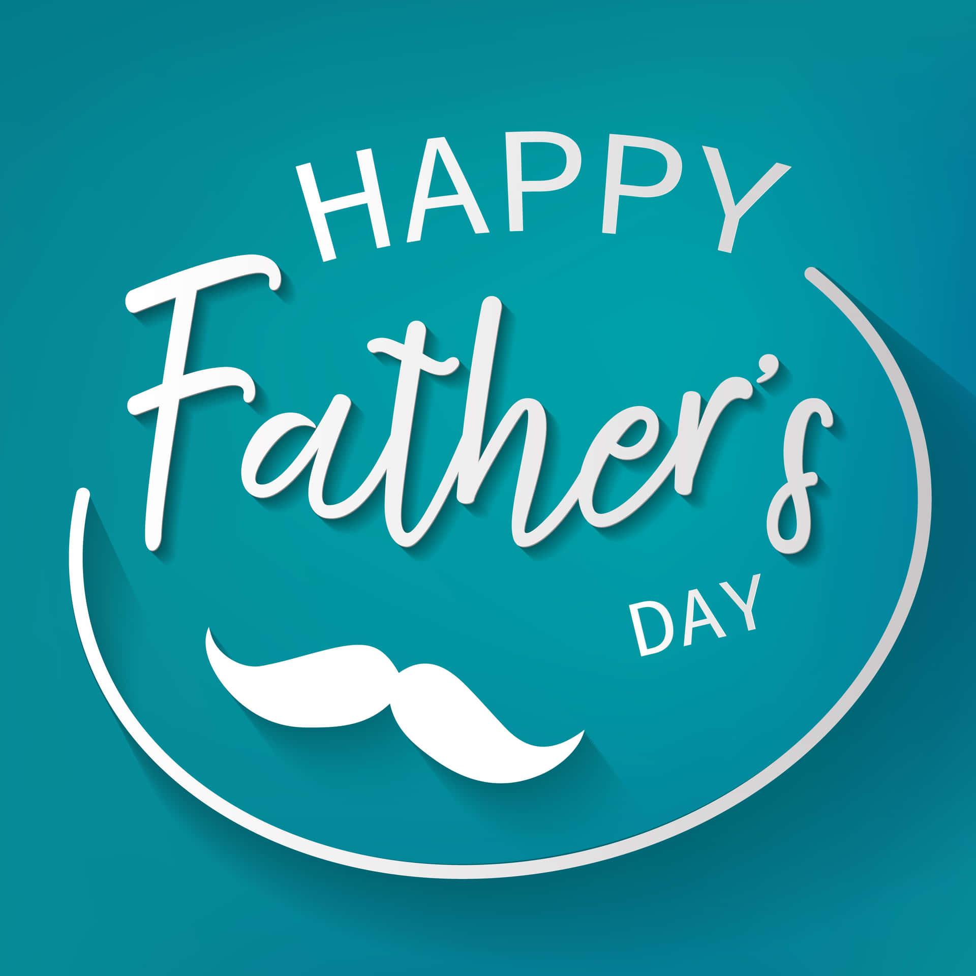 Happy Father's Day With A Mustache And A Blue Background