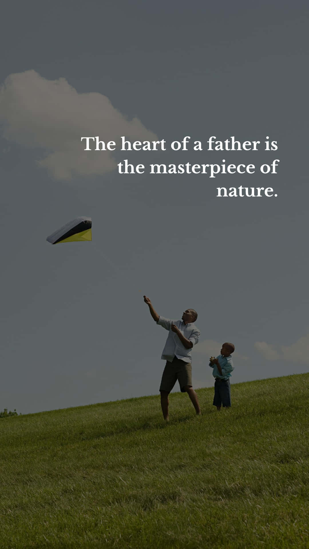 Father Son Kite Flying Fathers Day Quote Wallpaper