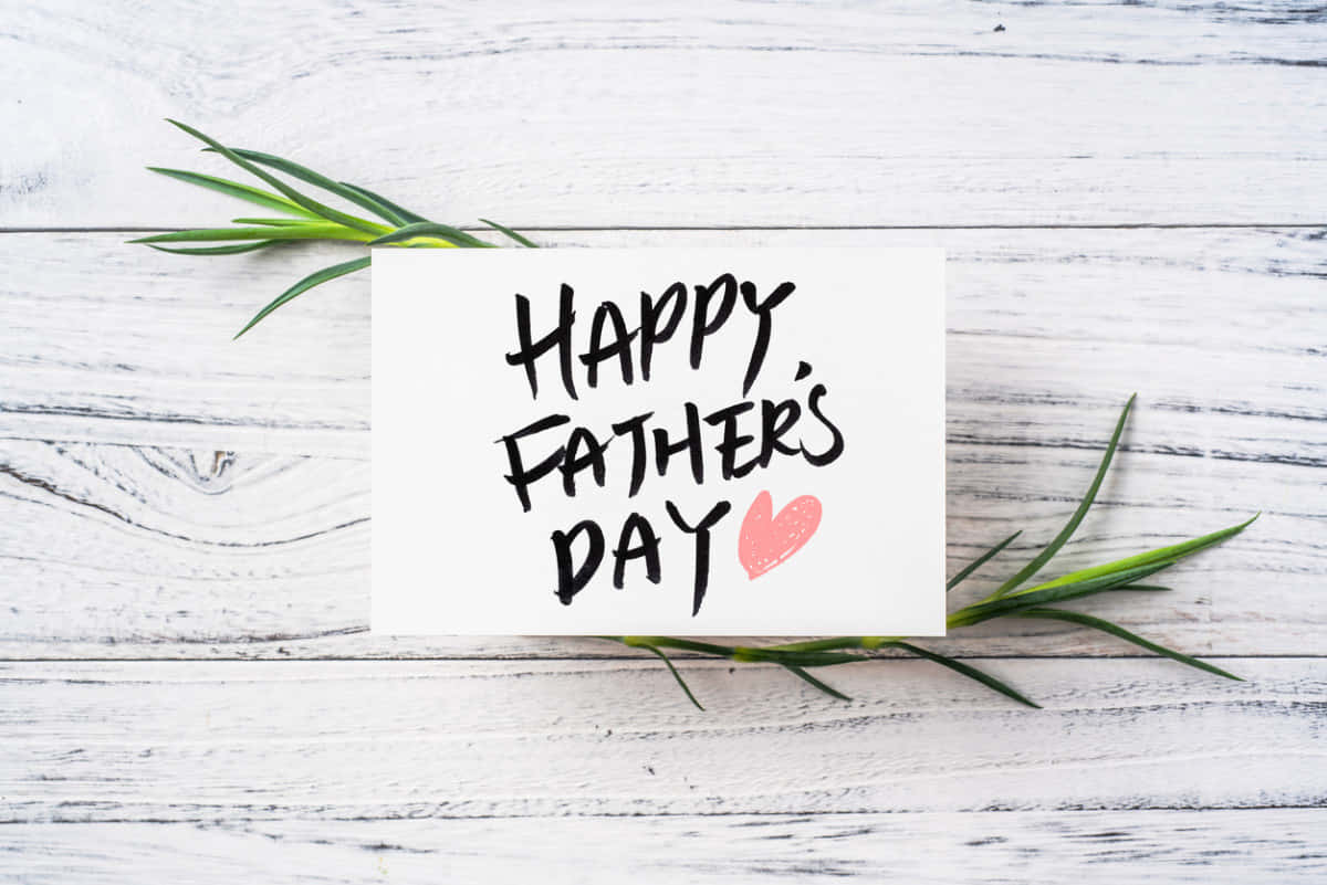 Fathers Day Greeting Card On Wooden Surface Picture