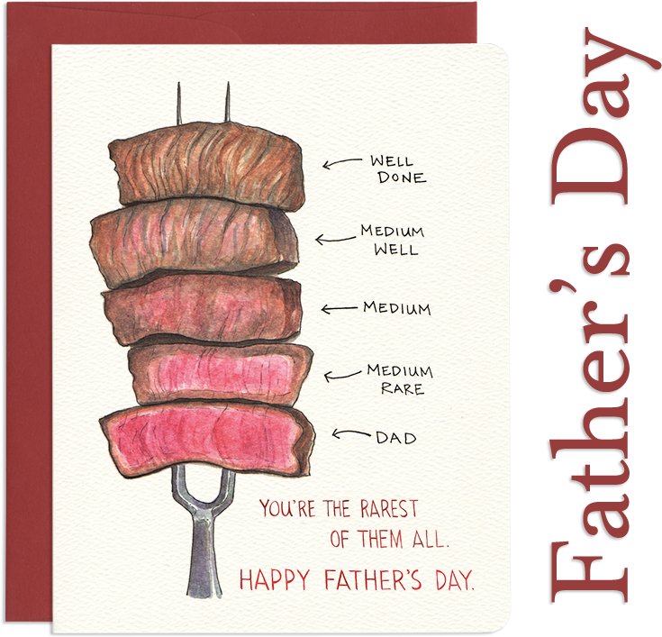 Fathers Day Steak Doneness Card PNG
