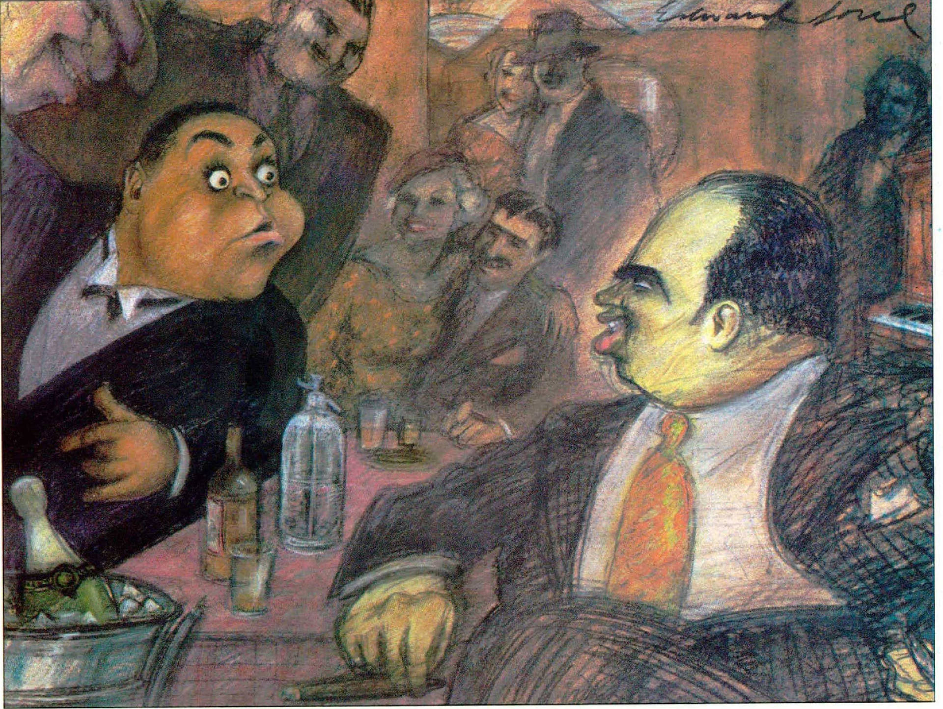 Maleri af Fats Waller og Al Capone Wallpaper