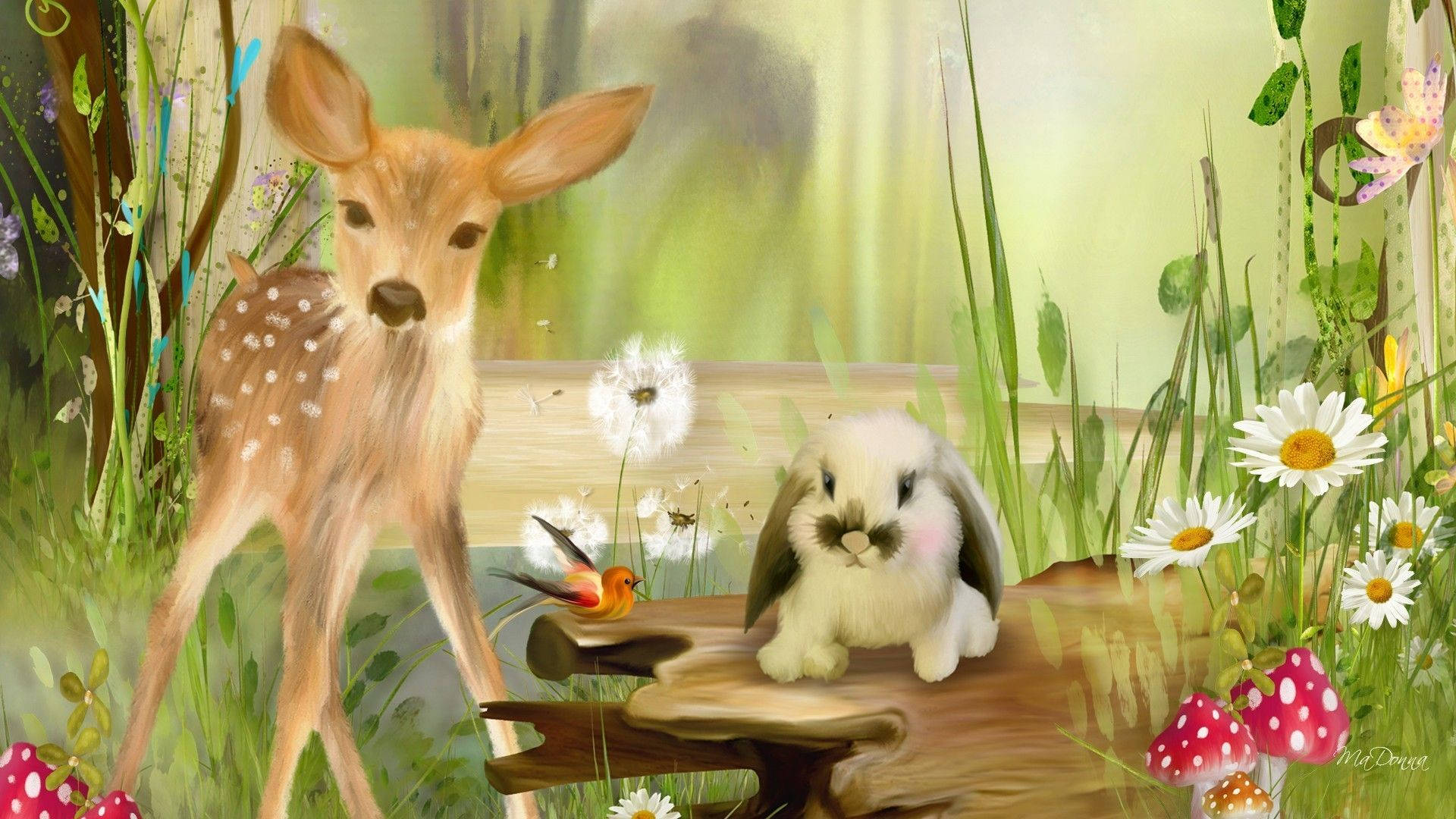 Fawn And Bunny Painting