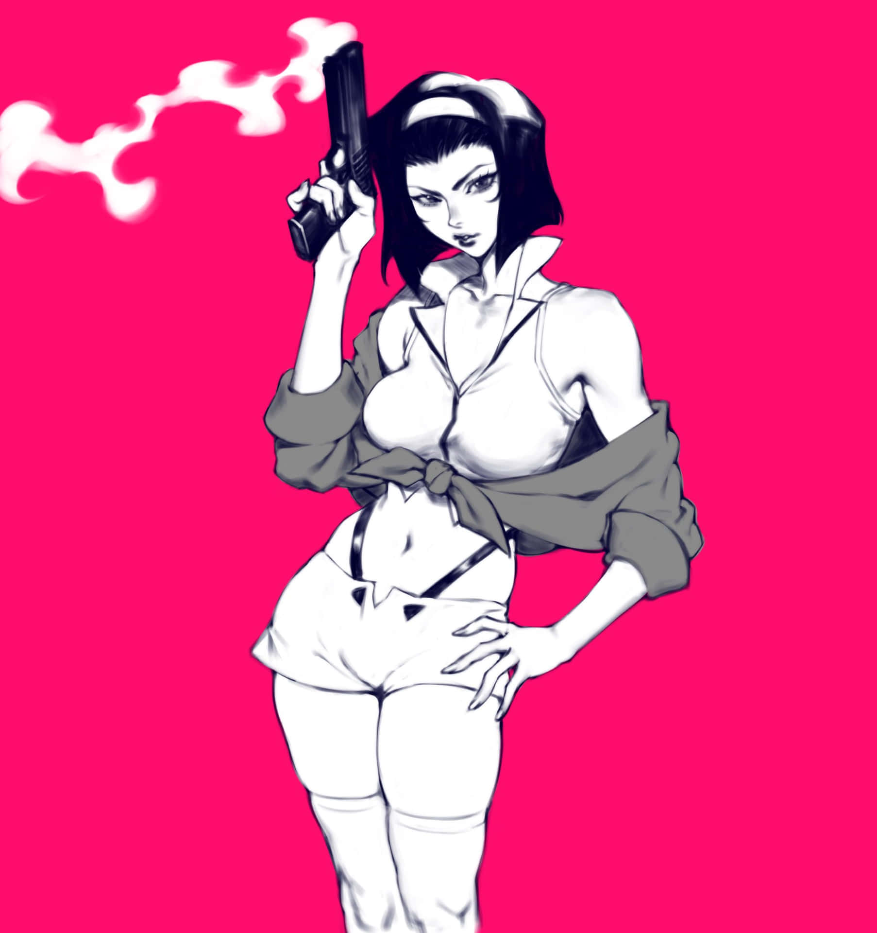 Faye Valentine striking a pose in an unusual outfit Wallpaper
