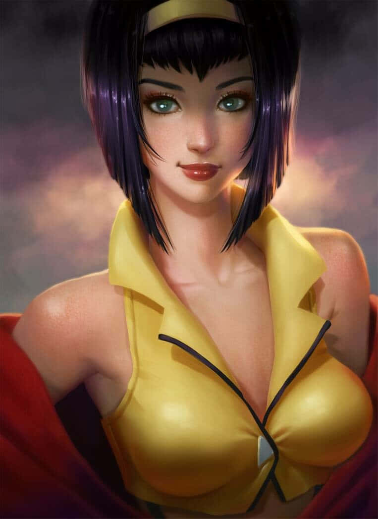 Faye Valentine in action during a thrilling adventure from Cowboy Bebop. Wallpaper