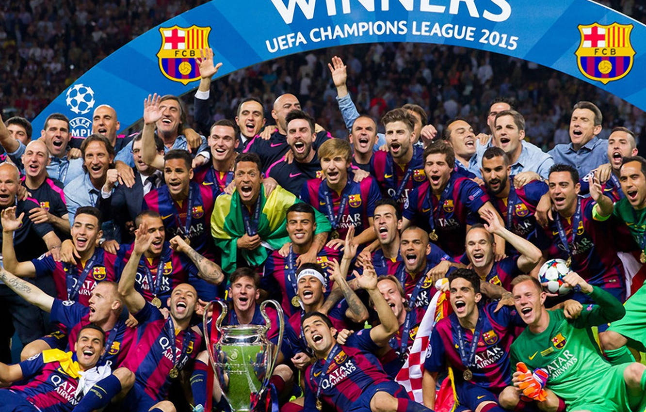 Fc Barcelona 2015 Champions League Winners Wallpaper