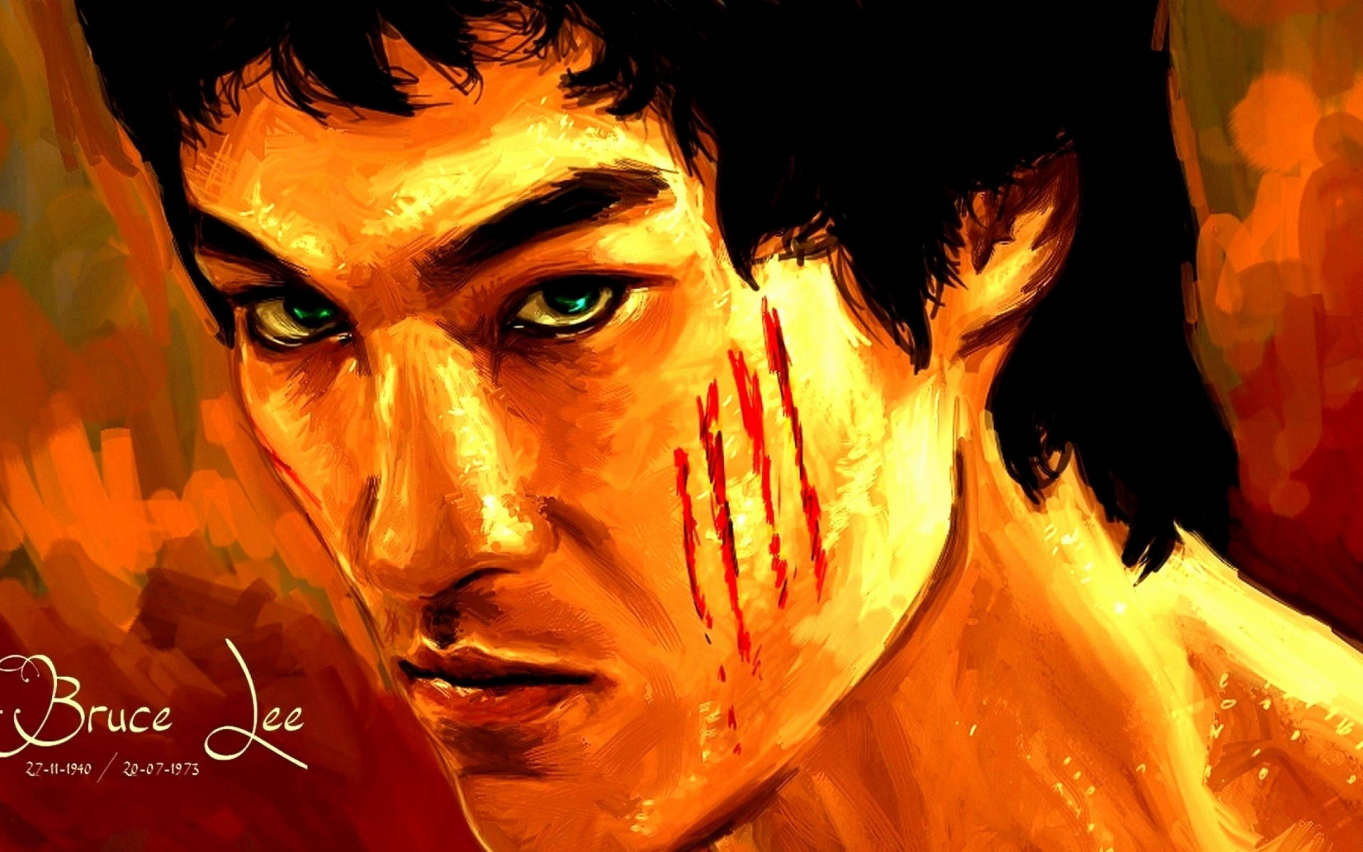 Fearless Bruce Lee Paint Art Wallpaper