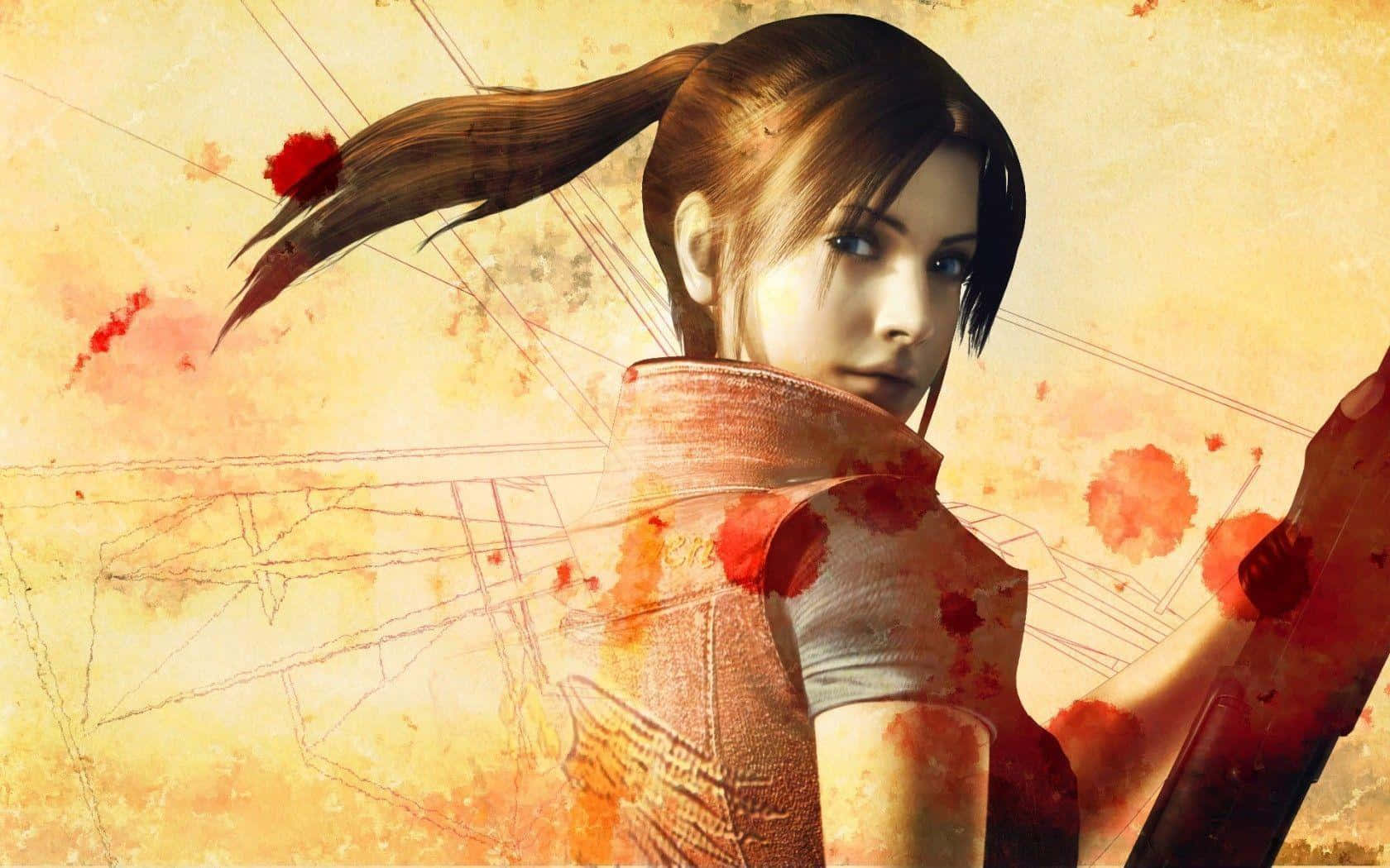 Fearless Claire Redfield Ready For Battle Wallpaper