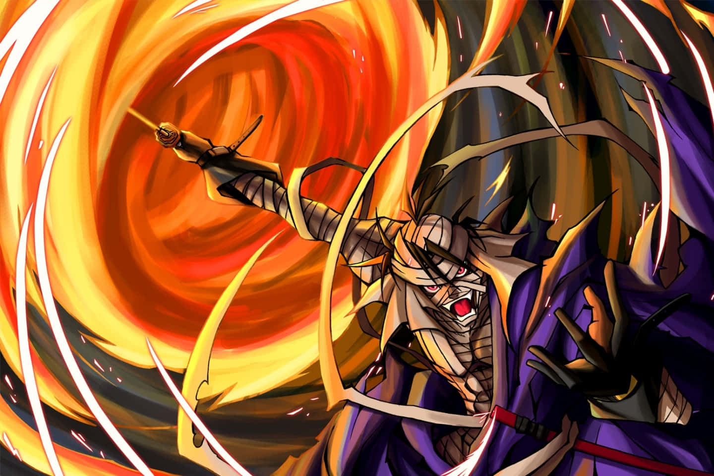 Fearsome Samurai Battle Stance - Makoto Shishio Wallpaper