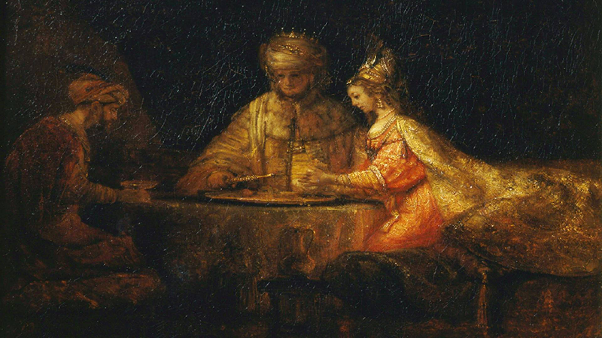 Fejring af Esther Rembrandt maleri tapet Wallpaper