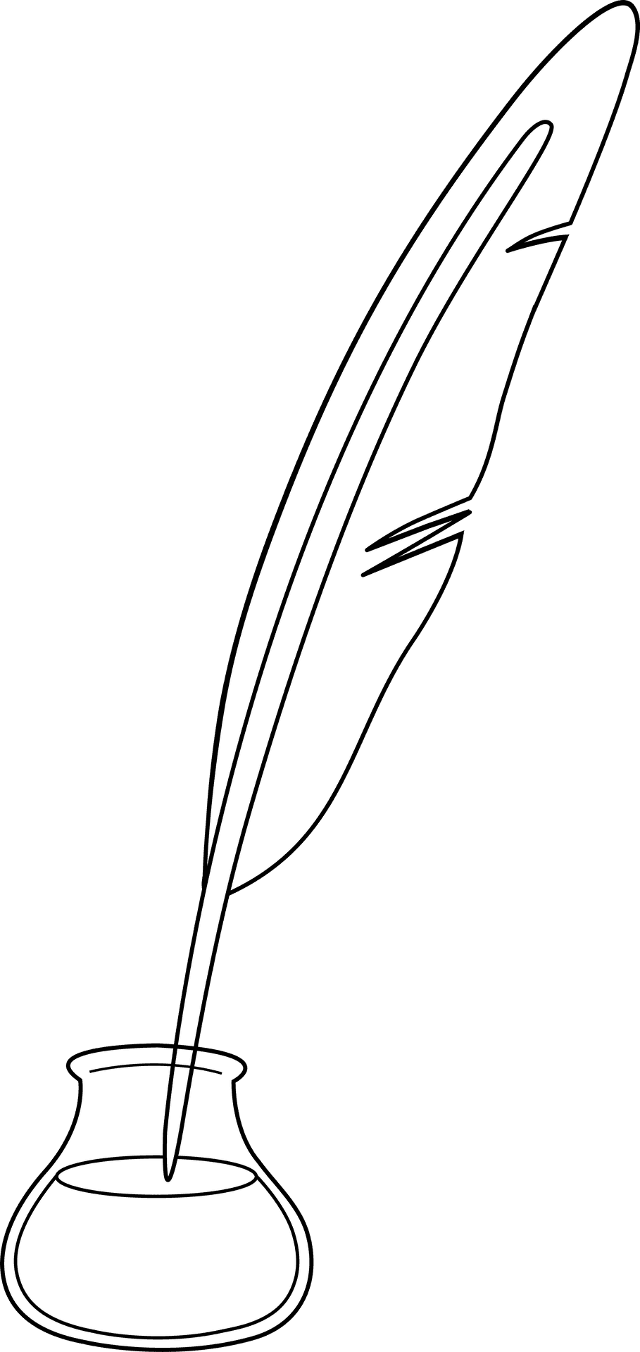 Feather Penand Inkwell Outline PNG