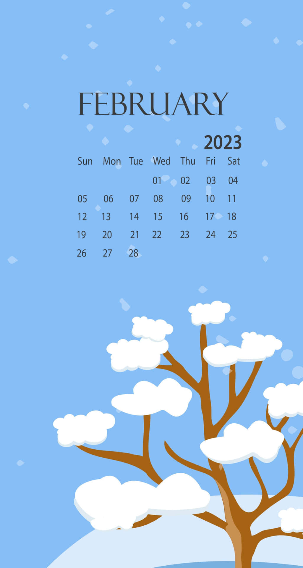 A Calendar With A Snowy Tree And Snow Wallpaper
