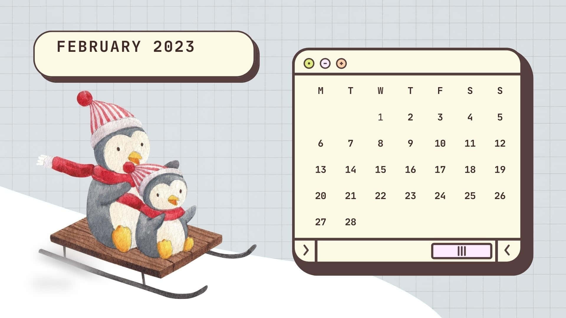February 2019 Calendar With Penguins Wallpaper