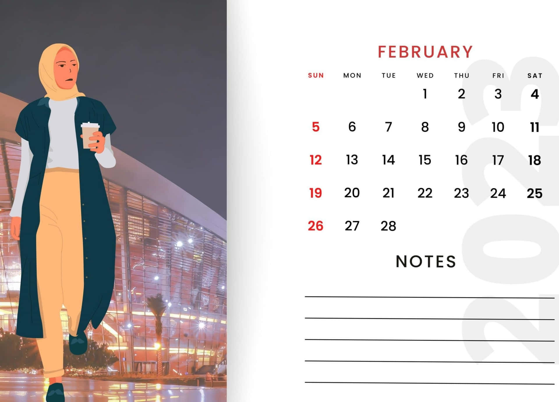 Set your goals for February with this calendar Wallpaper