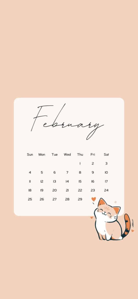 February Calendar Cat Aesthetic.jpg Wallpaper