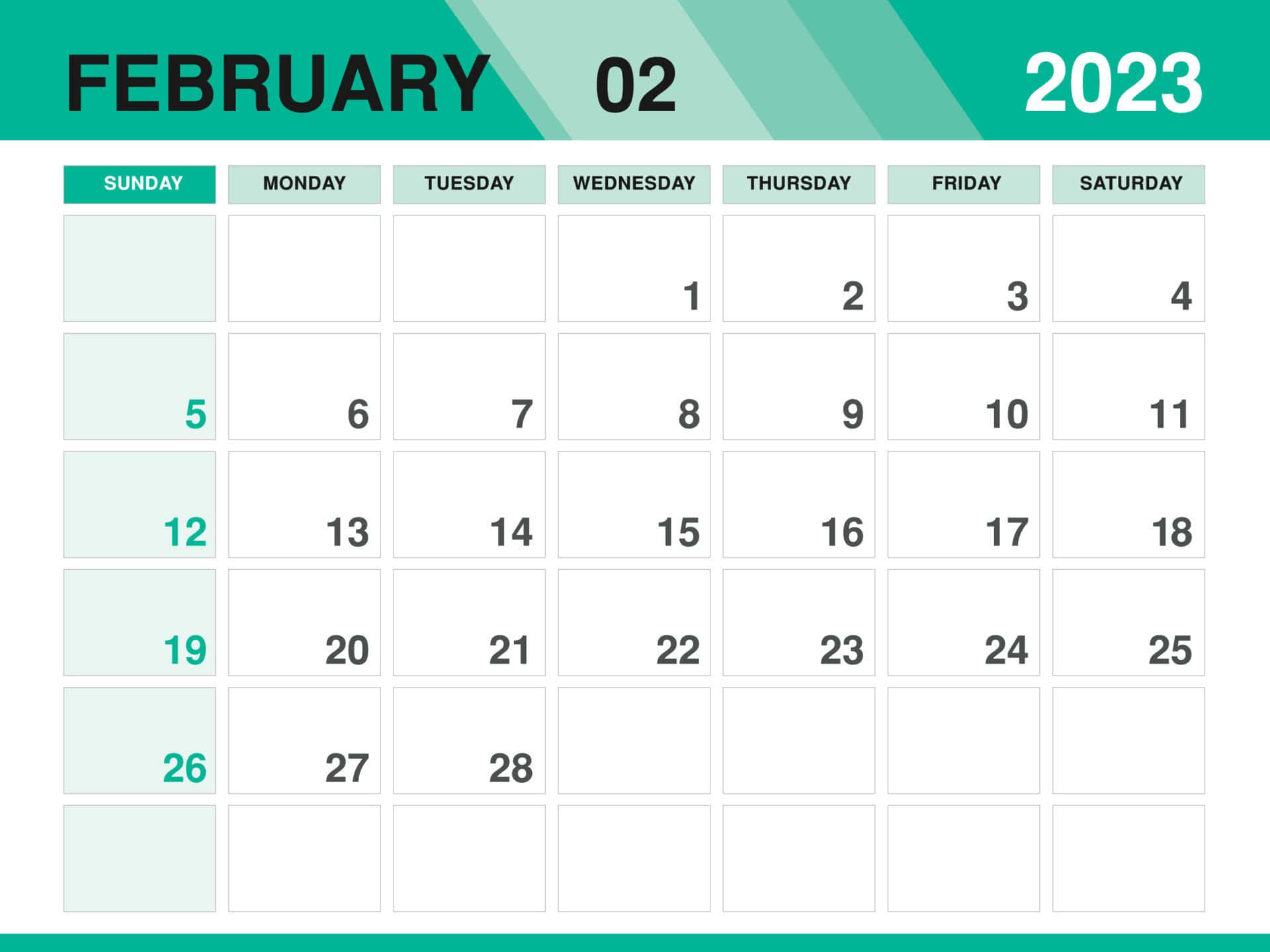 February 2020 Calendar With Green And White Background Wallpaper
