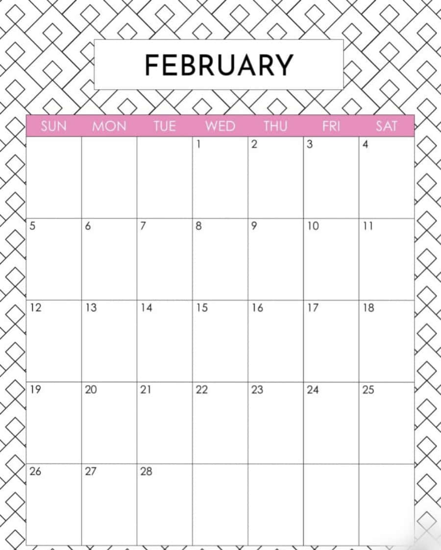February Calendar With Pink Day Markers Wallpaper