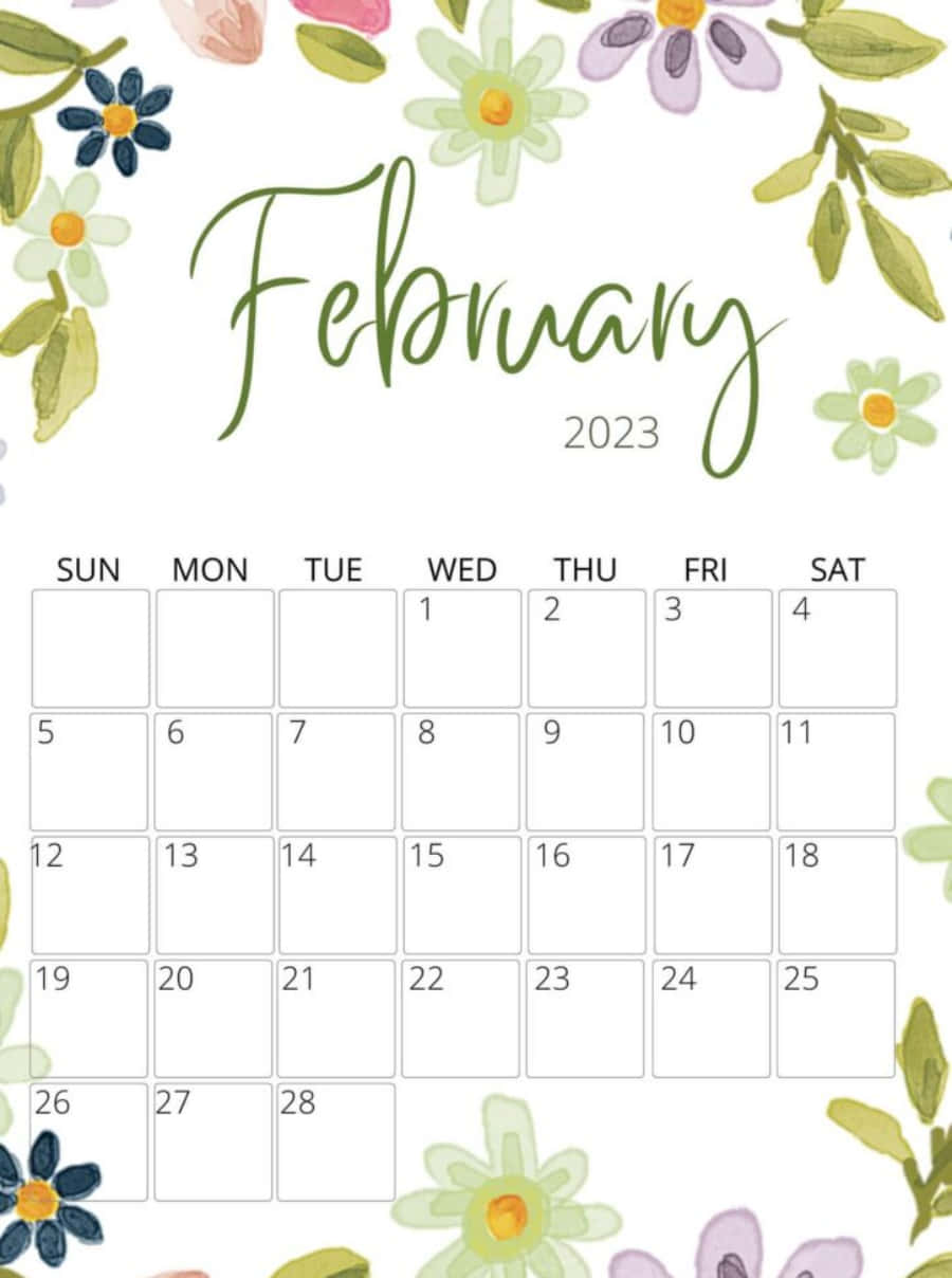 Februar 2020 kalender med blomsterdesign Wallpaper