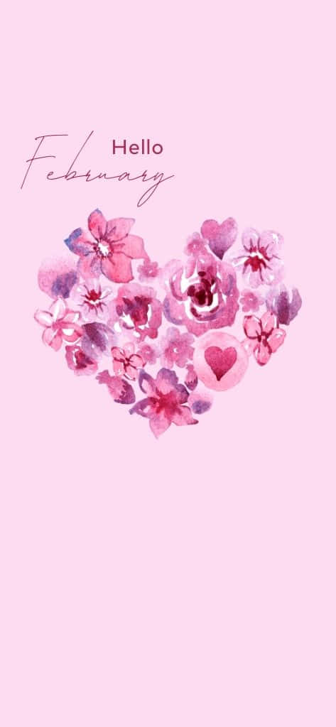 February Heart Floral Aesthetic Wallpaper