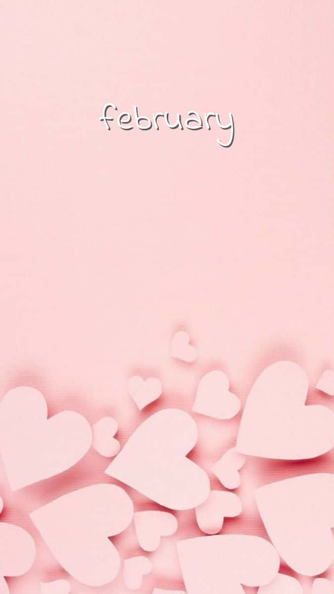 February Hearts Aesthetic Pink Background Wallpaper