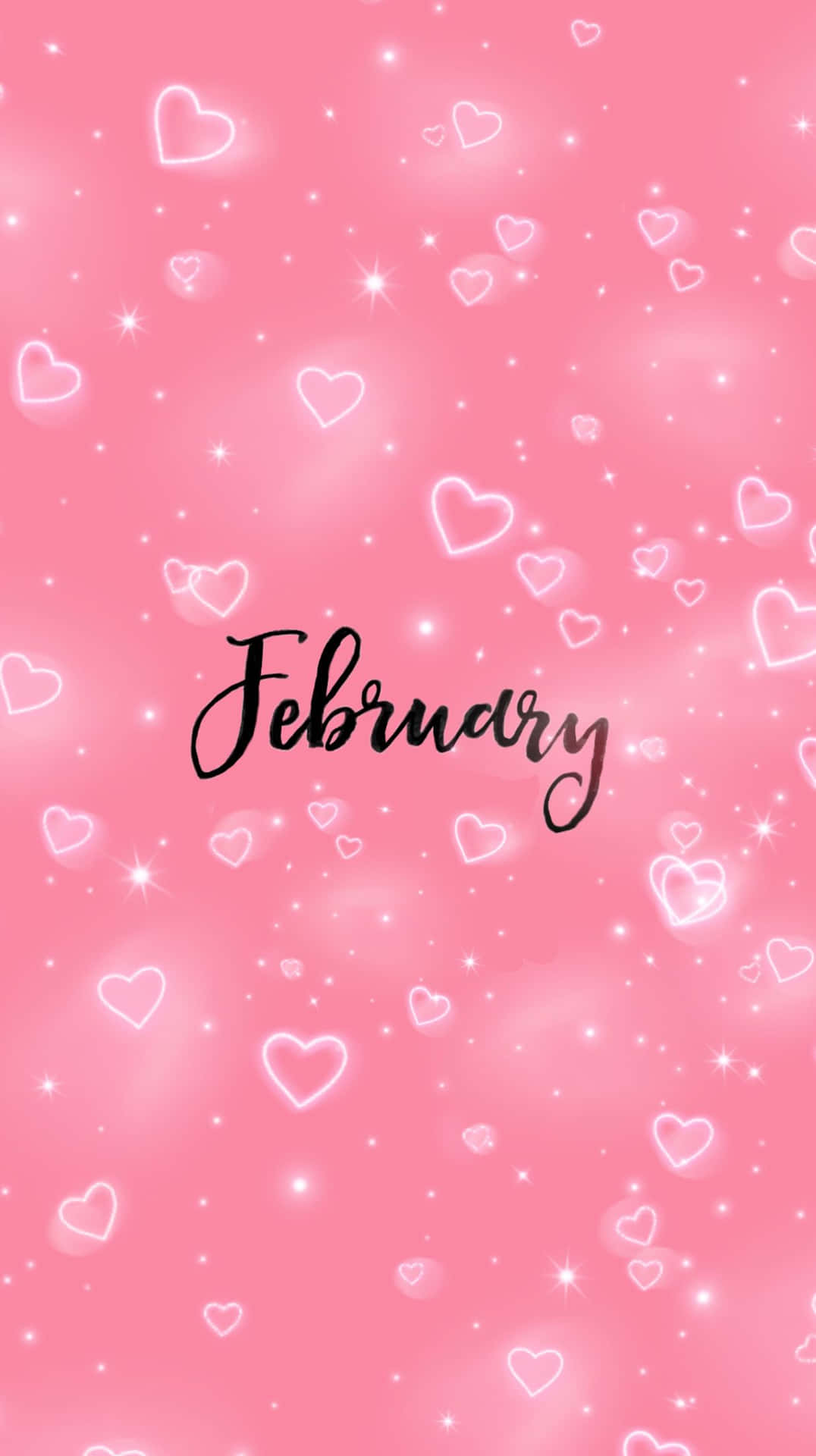 February Love Hearts Pink Background Wallpaper