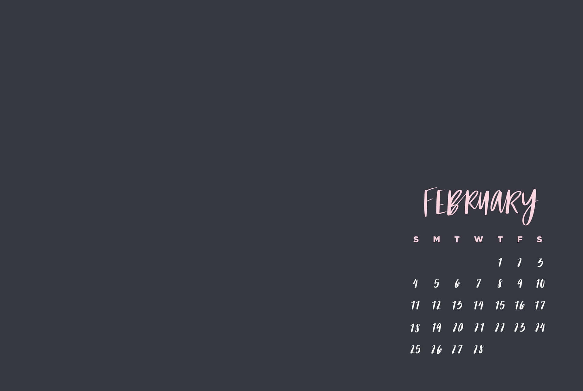 February Minimalist Calendar Background Wallpaper