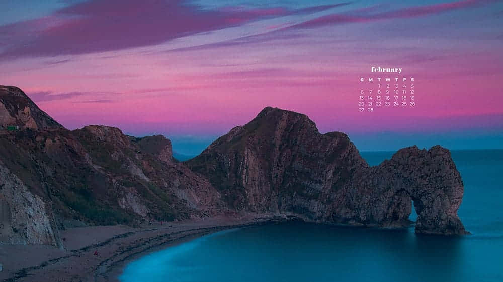 February Seascape Calendar Wallpaper Wallpaper