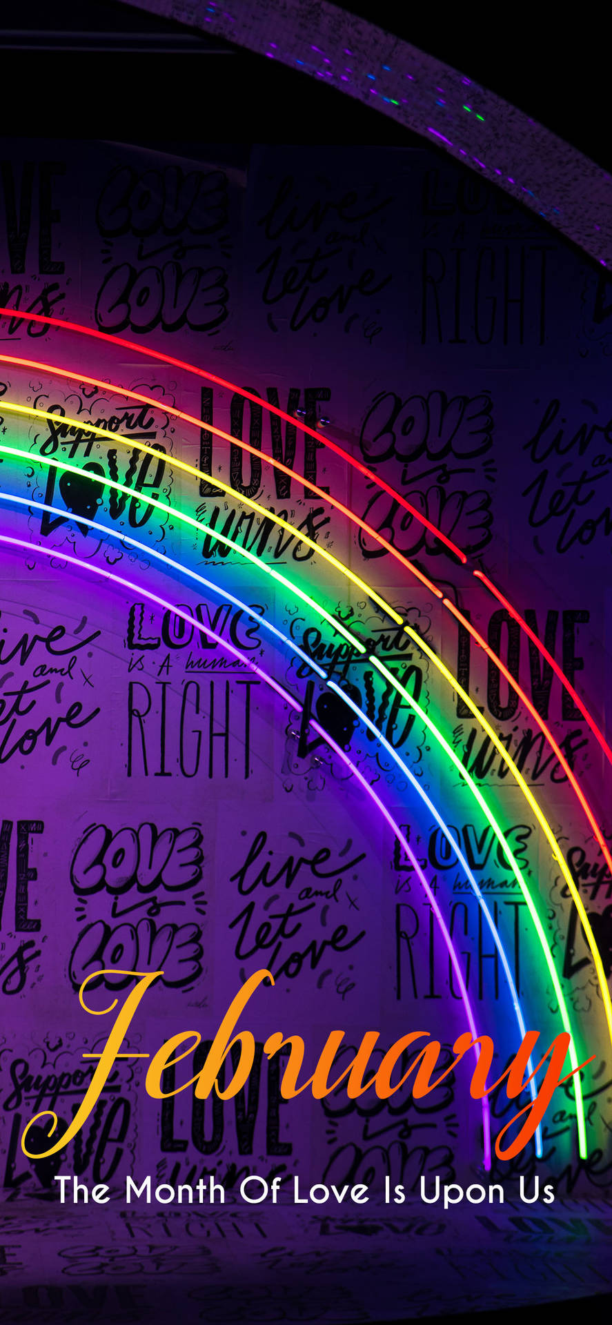 Februar med neon regnbue Wallpaper