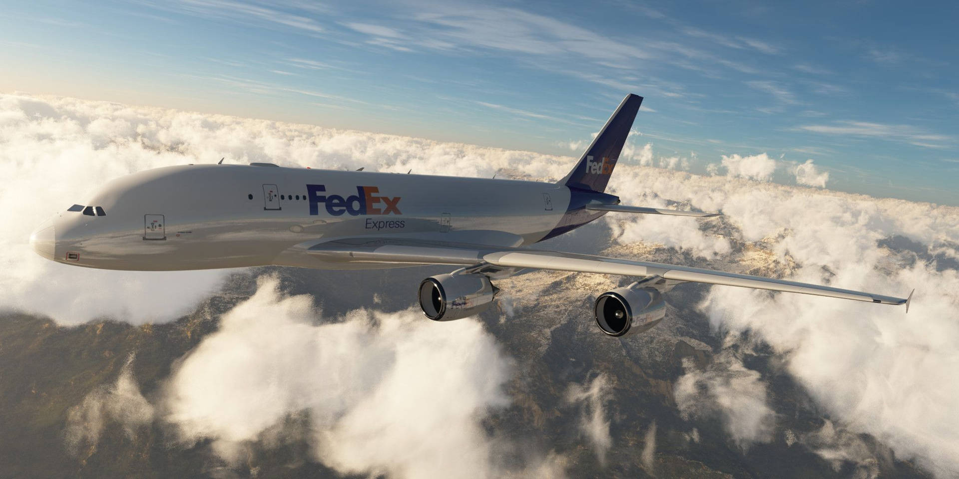 Fedex Plane Hav Af Skyer Wallpaper