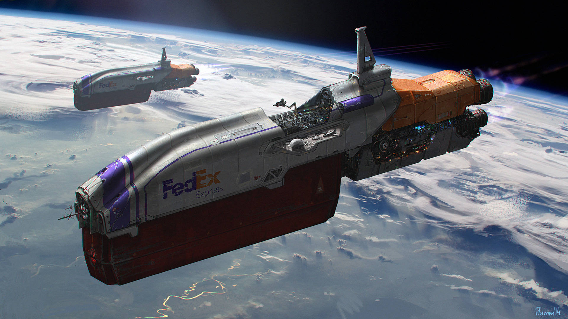 FedEx Spaceships Digital Art Wallpaper