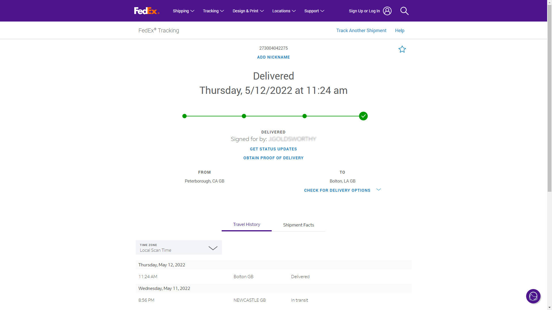FedEx Tracking Form Complete Screenshot Wallpaper