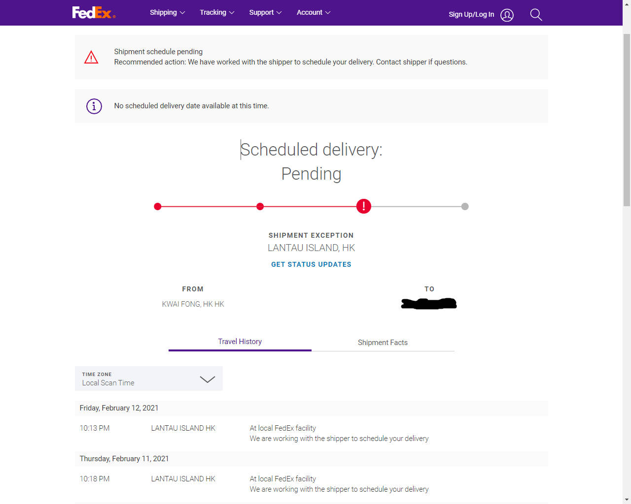 Formuláriode Rastreamento Do Fedex Com Entrega Pendente. Papel de Parede