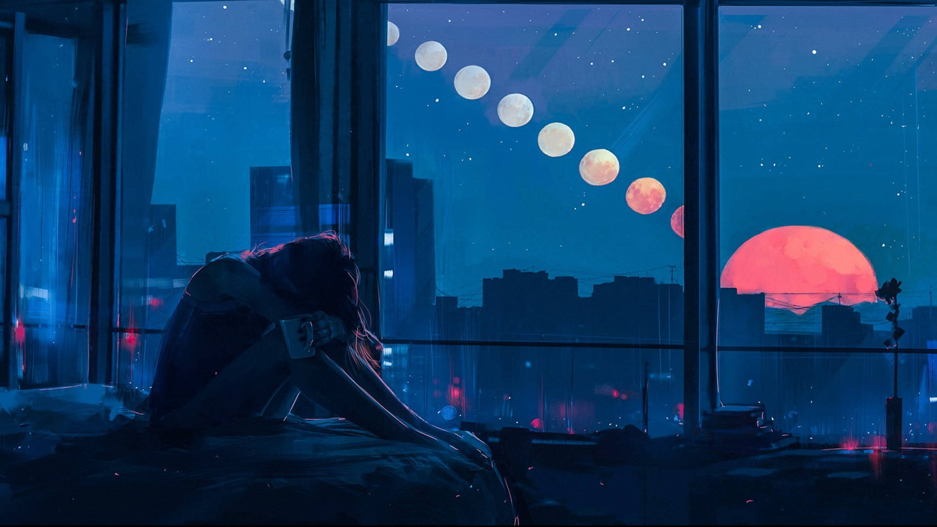 Feeling Alone Bedroom At Night Background