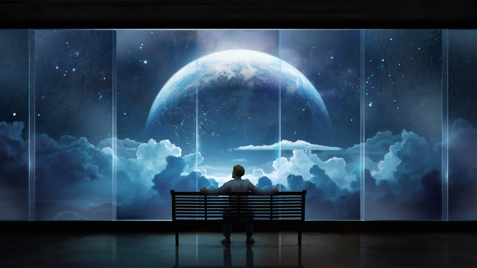 Gefühlder Einsamkeit Beim Blick Auf Den Mond. Wallpaper