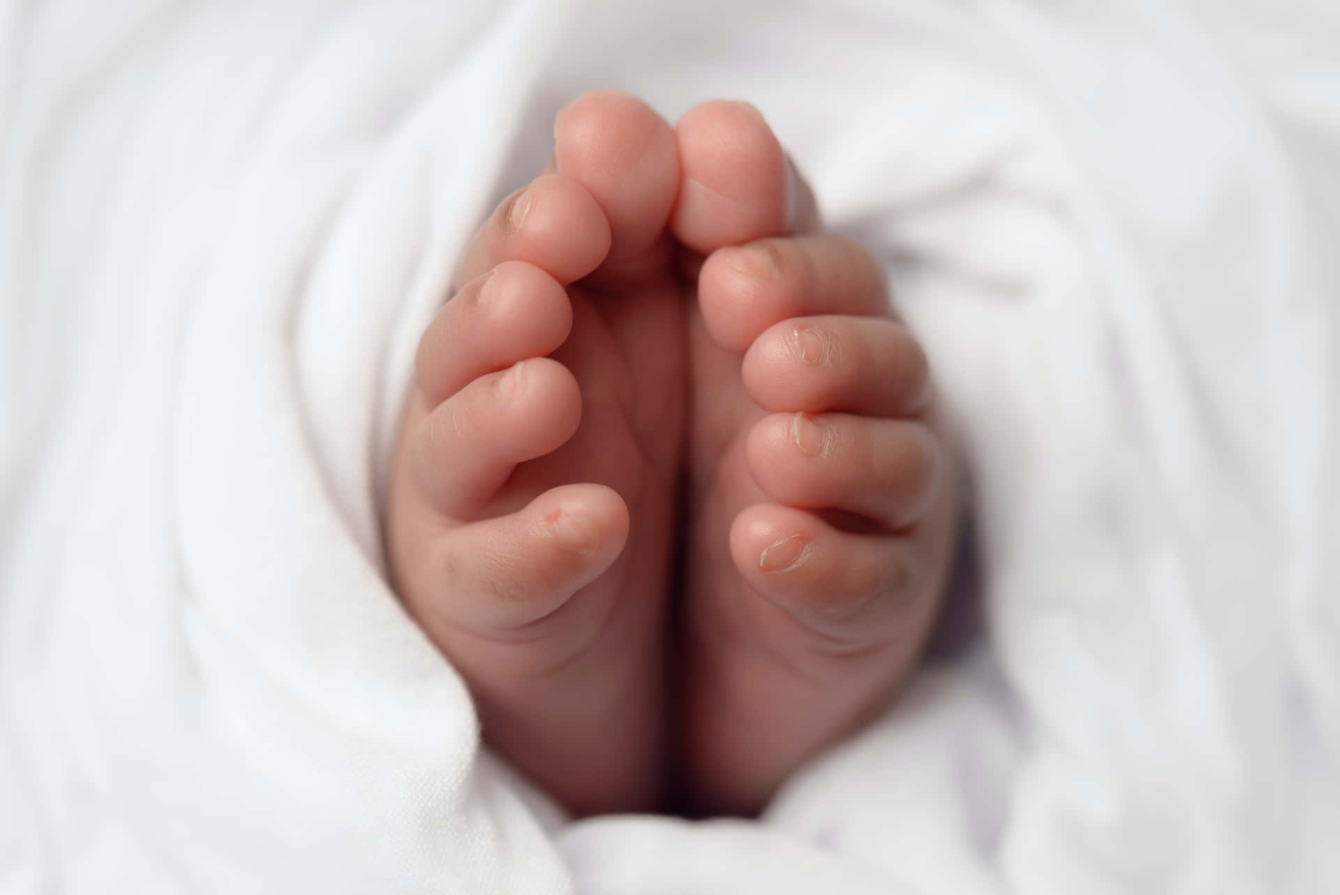 A Close Up Of A Baby's Feet Wrapped In White