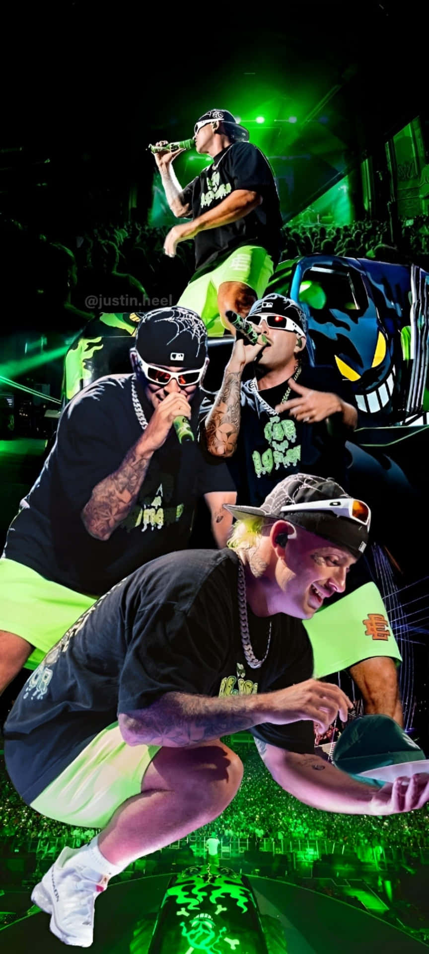 Feid Performing Live Collage Wallpaper