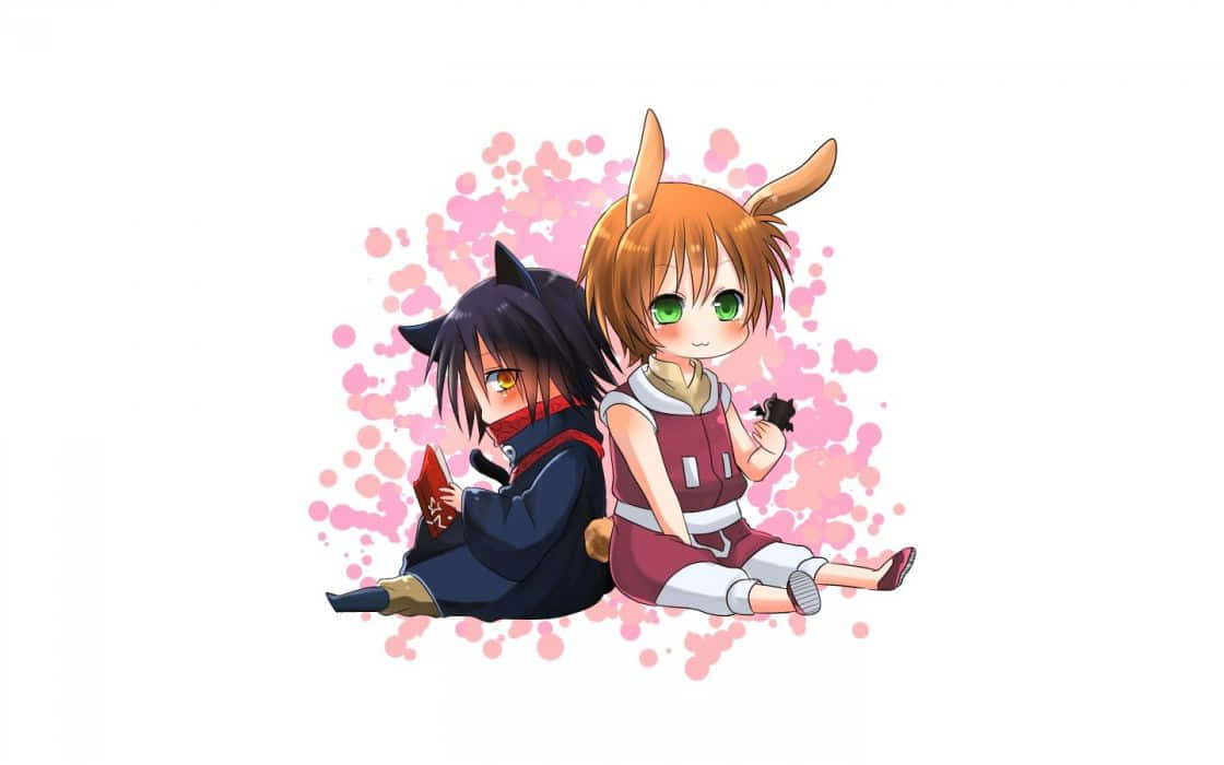 To anime-karakterer siddende på jorden Wallpaper
