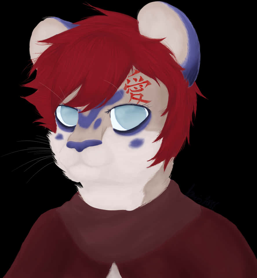 Feline Gaara Anime Inspired Artwork PNG